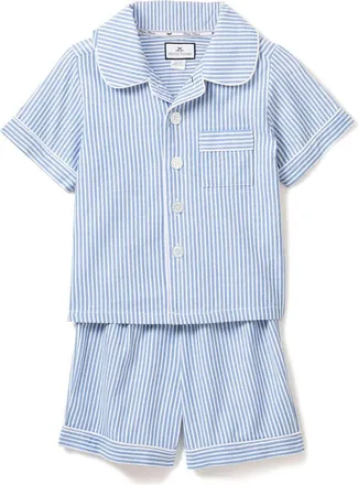 Petite Plume Kids Striped Short Pajamas in Blue at Nordstrom, Size 12-18M