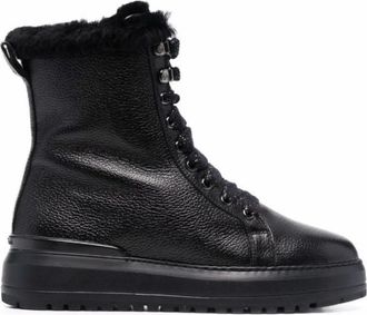Baldinini Enkellaarsjes Casual Gesloten Platte Zool - Dames - Veterlaarzen - Zwart - 36 EU - Leer - Schoenen