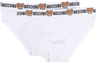 Moschino Witte Teddybeer Logo Tailleband Briefs - Heren - Onderbroek - Wit - L - Katoen - Ondergoed