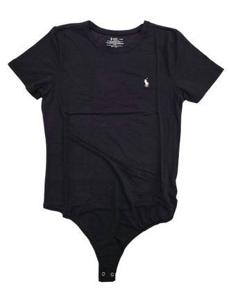 Polo Ralph Lauren Womens Cotton Blend Short Sleeve Bodysuit In Onyx