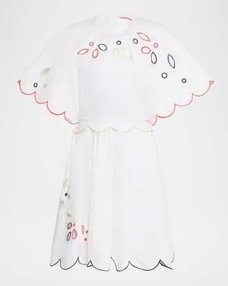 Rosie Assoulin Buttercup Scalloped Eyelet Short-Sleeve Mini Dress