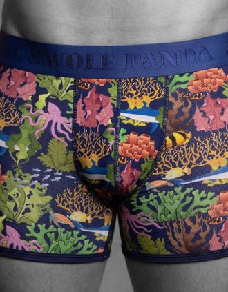 Swole Panda Mens Marine Bamboo Boxer Brief in Multicolour/blue - Size: XL 36-40 / 92-102cm