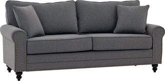 HOMCOM Homcom - 3 Seater Sofas Fabric Sofa with Nailhead Trim Cushions and Throw Pillows Grey