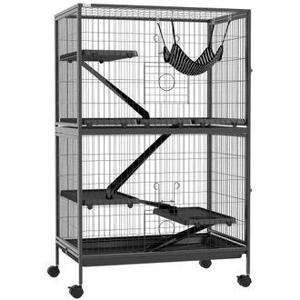 OEM Jaula Para Animales Peque&ntilde;os Con Ruedas Rampas Hamaca Y Bandeja Extra&iacute;ble Para Chinchillas Hurones 80x52x128 Cm Gris
