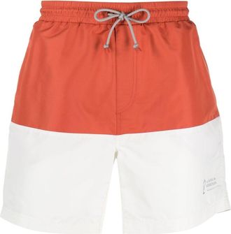 Brunello Cucinelli panelled-design swim shorts - men - Polyester/Polyamide - S - Orange