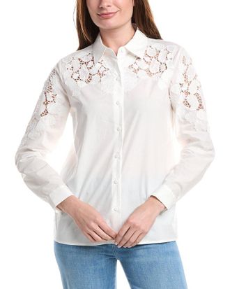 Elie Tahari Collared Oversized Button-Down Shirt