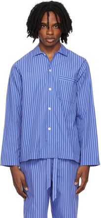 Tシャツ・カットソー TEKLA Embroidered poplin shirt TEKLA long-sleeve Poplin Pajama Shirt | Blue | FARFETCH