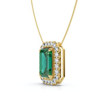 Pompeii3 7 1/2Ct Emerald & Diamond Pendant Gold 3/4 Tall 18 Necklace