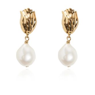 Chlo&eacute; Tulp Oorbellen - Dames - Oorbellen - Geel - ONE Size - Leer - Accessoires