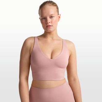 Nike Womens SKIMS Matte V-Neck Long-Line Bra in Pink | BALLL8616W-HIM