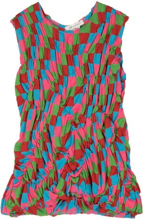 Comme Des Garçons check-pattern ruched top - women - Wool/Acrylic - S - Pink