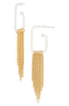 Karine Sultan Chain Fringe Drop Rectangular Hoop Earrings in Mixed Metals at Nordstrom Rack