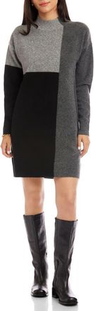 Karen Kane Colorblock Long Sleeve Sweater Dress in Multi Color at Nordstrom, Size X-Large