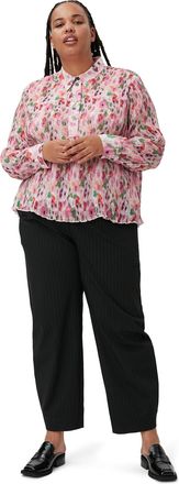 Ganni Long Sleeve Pleated Georgette Blouse in Sugar Plum Size 10 Polyester Womens