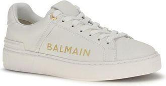 Balmain Womens White Calf Leather Bos Taurus Low Top Sneakers