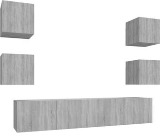 vidaXL Set De Muebles Para Tv 6 Pzas Madera Contrachapada Gris Sonoma Vidaxl