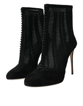 Dolce & Gabbana Womens Mesh Stiletto Boot Black
