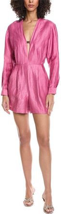 Maje Linen-Blend V-Neck Romper
