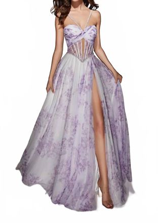 Alyce Paris Sweetheart Neckline A-Line Dress In Lilac/white