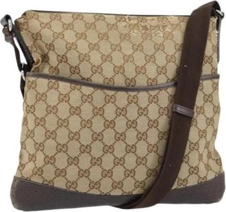 Gucci Pre-owned Canvas Cross Body Tas - Dames - Vintage Schoudertas - Beige - ONE Size - Vintage