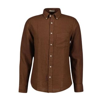 GANT Heren, Overhemden, Bruin, Maat: 2XL Linnen