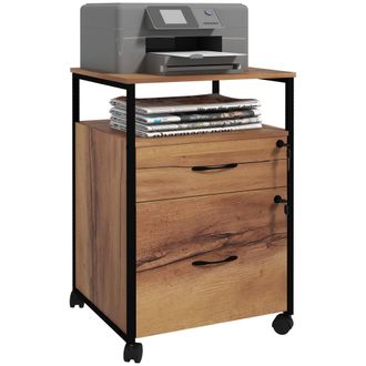 Vinsetto Archivador De Oficina Con Cajones Con Ruedas, Apto Para Papel Tama&ntilde;o Carta Y A4, 44 X 40 X 66,5 Cm, Marr&oacute;n R&uacute;stico
