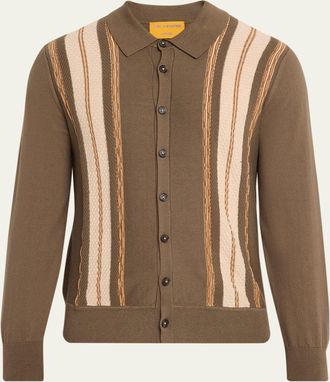 Guest In Residence Mens Cotton-Cashmere Ribbed Knit Shirt