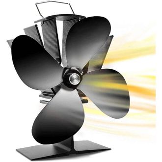 OEM Ventilador De 4 Aspas Para Estufa De Le&ntilde;a - Aluminio Anodizado - Circulaci&oacute;n Silenciosa De Aire Caliente - Temperatura De Funcionamiento Desde 60 &deg;c -