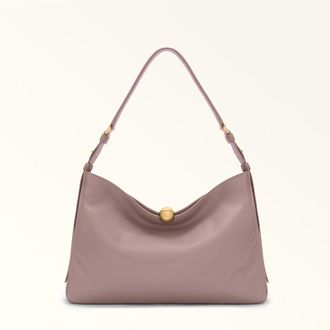 Furla Sfera Soft L Leather Shoulder Bag, Dove Grey