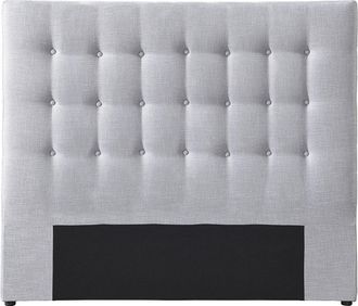 Vente-Unique Cabecero capiton&eacute; de 160 cm - Tela - Gris claro - FRANCESCO