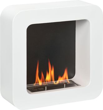 HOMCOM Wall Mounted Ethanol Fireplace - Bioethanol Heater Stove Fire with 1L Tank - 2.5 Hour Burning Time - White | TJ Hughes Silver