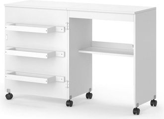 Vicco Il tavolo per il cucito Carmen, Bianco, 118 x 79.3 cm con 3 ripiani, Vicco