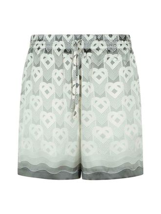 Casablanca Mens Gradient Heart Monogram Shorts in Grey Silk - Size X-Large