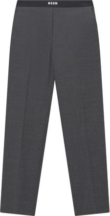 Msgm Msgm, Broeken, Dames, Grijs, L, Wol, Rechte broek
