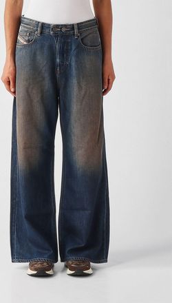 Diesel 1996 D-Sire Oversized Wide-Leg Jeans in Bleached Distressed Denim