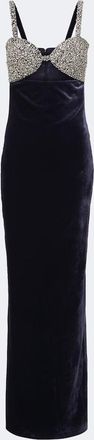 New Arrivals Lux cutout crystal-embellished velvet gown