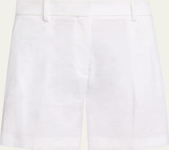 Theory Pleated A-Line Linen-Blend Shorts