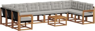 vidaXL Conjunto De Sof&aacute;s De Exterior 11 Uds. Gris Natural Y Claro Vidaxl