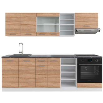 Vicco Mueble De Cocina R-line, Sonoma/blanco, 240 Cm, Et Antracita