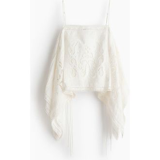 H&M Broderie Anglaise Strappy Top in White at Nordstrom, Size Medium