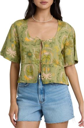 Billabong Totally Tropic Tie Front Top in Cedar at Nordstrom, Size X-Small