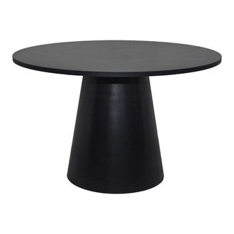 Oviala Mesa de comedor redonda escandinava de 120 cm con efecto madera negra