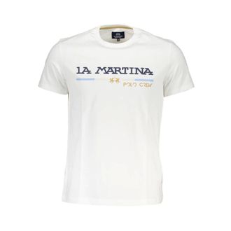 La Martina Tops, Heren, Wit, M, Katoen, Short Sleeve T-Shirt