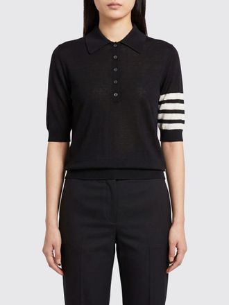 Thom Browne Polo slim fit in maglia di lana vergine con motivo 4-Bar