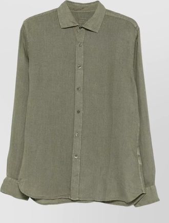 120% Lino slim fit shirt long sleeve button collar