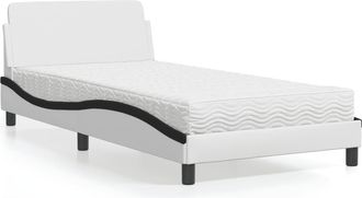 vidaXL Cama Con Colch&oacute;n Cuero Sint&eacute;tico Blanco Y Negro 100x200 Cm Vidaxl