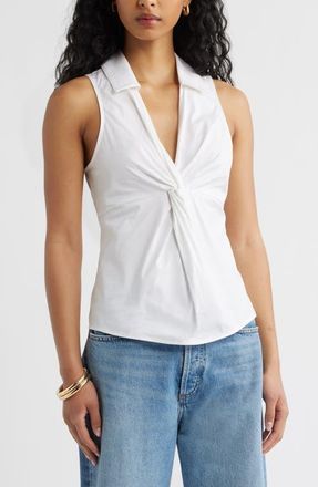 Open Edit Twist Front Poplin Top in White at Nordstrom, Size Xx-Small