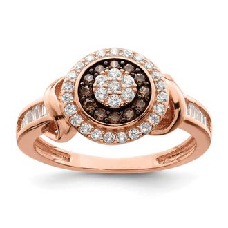 Diamond2Deal Sterling Silver Rose-tone Black Rhodium-plated Cubic Zirconia Fancy Ring