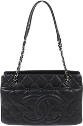 Chanel Pre-owned Matelasse Tote tas - Dames - Vintage Schoudertas - Zwart - ONE Size - Leer - Vintage