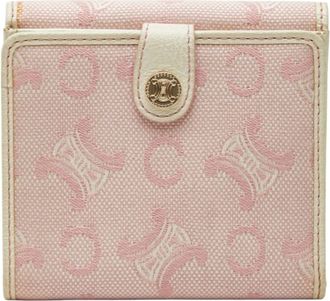 Celine Pink White Canvas Leather Wallet (Bi-Fold) (Pre-Owned)